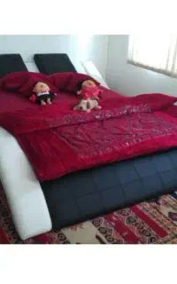تخت خواب دو نفره چوب و چرم