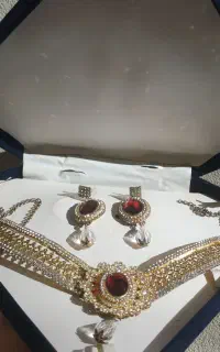 بدل نیم ست طرح جواهر و گوشواره