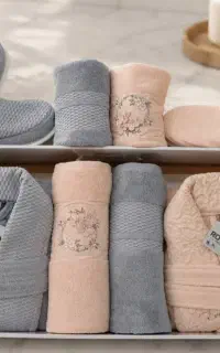 سرویس حوله 10 تیکه Rotex گلدوزی و لاکچری گل بهی