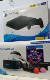 ف PS4 SLIM 1T و پک کامل VR دو دسته اصل فول گیم