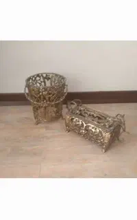 سطل آشغال و جا دستمال کاغذی برنز