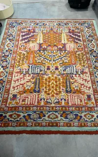 قالیچه مربع طرح گبه برجسته آنتیک زنجان