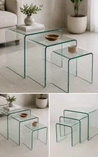 میز عسلی شیشه ای ۳تیکه