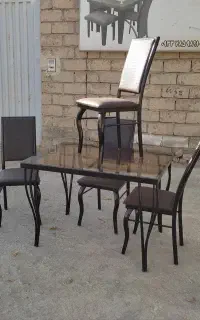 میز و صندلی فلزی رویه ( mdf یا شیشه)