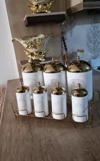 ست پاسماوری و جا ادویه ، فلزی  به همراه استند ، نو