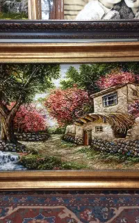 تابلو فرش کوچه باغ برجسته کف ابریشم ۸۰*۱۵۰ golha