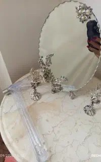 اینه شمعدان نقره همراه با تیشه