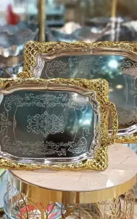 سینی مجلسی استیل رنگ ثابت سینی چای تیارا اصلی جفتی