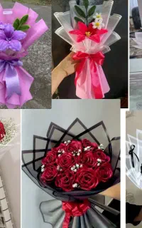 گوشی نو ( دسته گل رز روبانی مخملی)