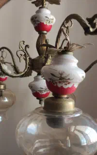 لوستر پنج شعله برنزی سرامیکی ایتالیایی