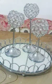 جا شمعی سه پایه و سینی بزرگ اینه ای