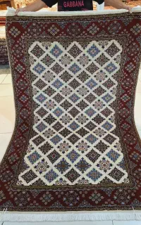 قالیچه اکبند دستباف همدان گل ابریشم