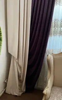 پنل والون دکوری پرده بنفش و کرم