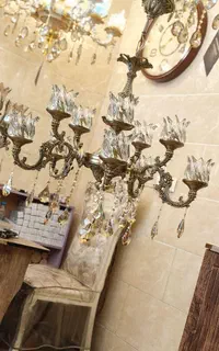 لوستر دوگل بزرگ ۴ شاخه ۸ لامپه (اصل/طوق بزرگ ساده)