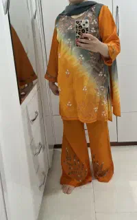 تونیک شلوار و شال گل دوزی شده  بسیار خنک