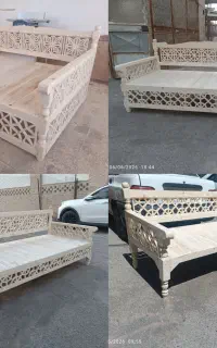تخت سنتی مبل گره چینی نیمکت چوبی تخت باغی