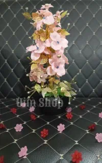 گل کریستالی رز صورتی گلبه ای