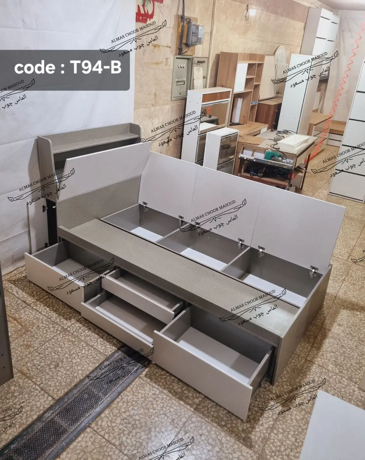 تخت یک نفره الماس چوب مسعود ( کد T94-B )|تخت و سرویس خواب|تهران, اوقاف|دیوار