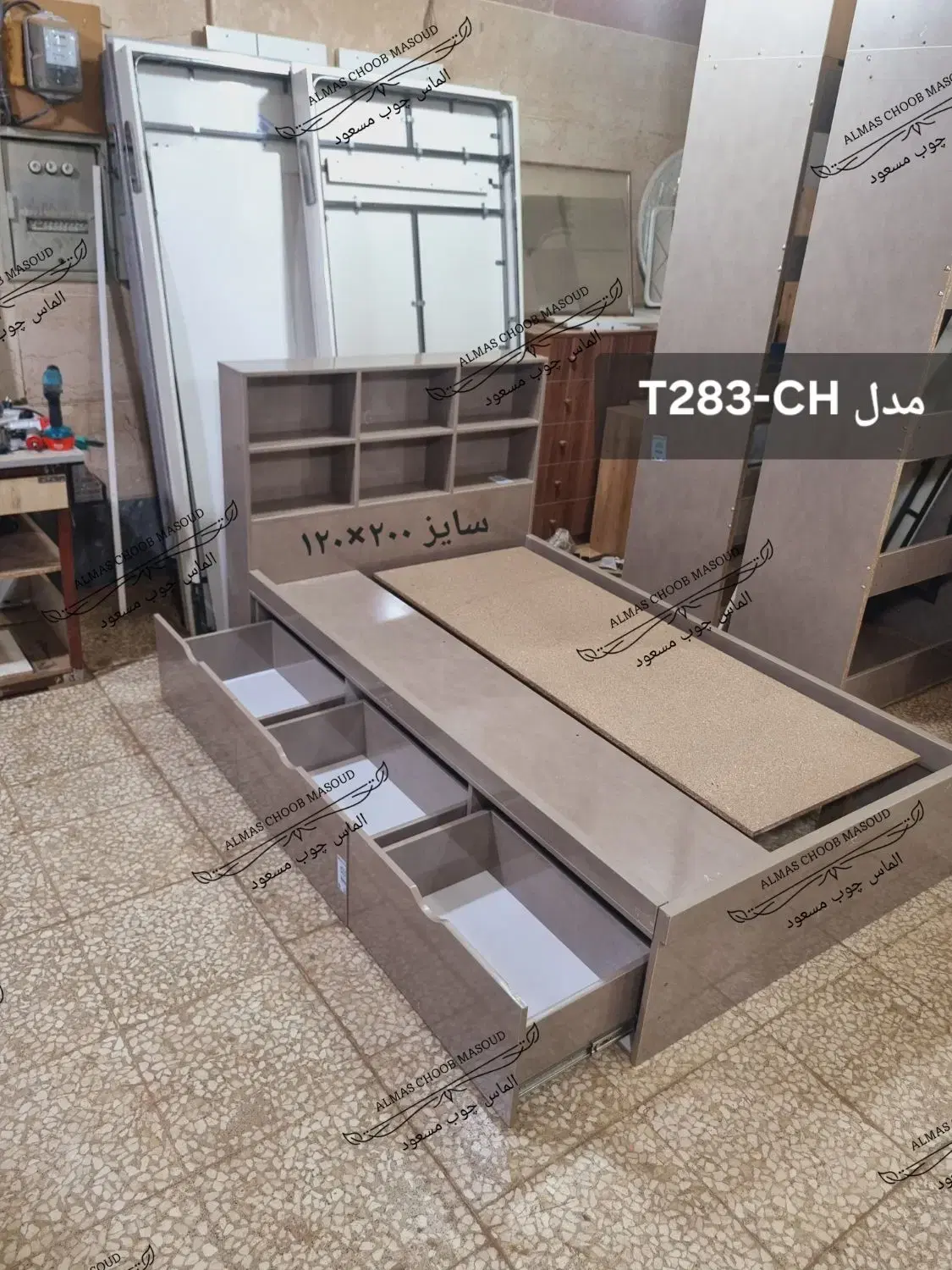 تخت یک ونیم نفره الماس چوب (مدل T283-CH )|تخت و سرویس خواب|تهران, اوقاف|دیوار