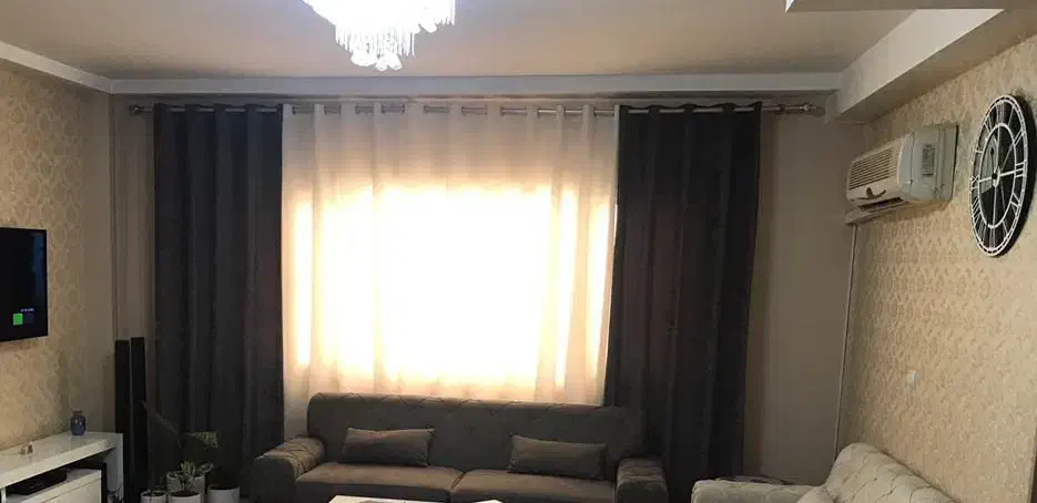 پرده پذیرایی حریر و والن طوسی مخمل|پرده، رانر، رومیزی|محمدشهر, سیدآباد|دیوار