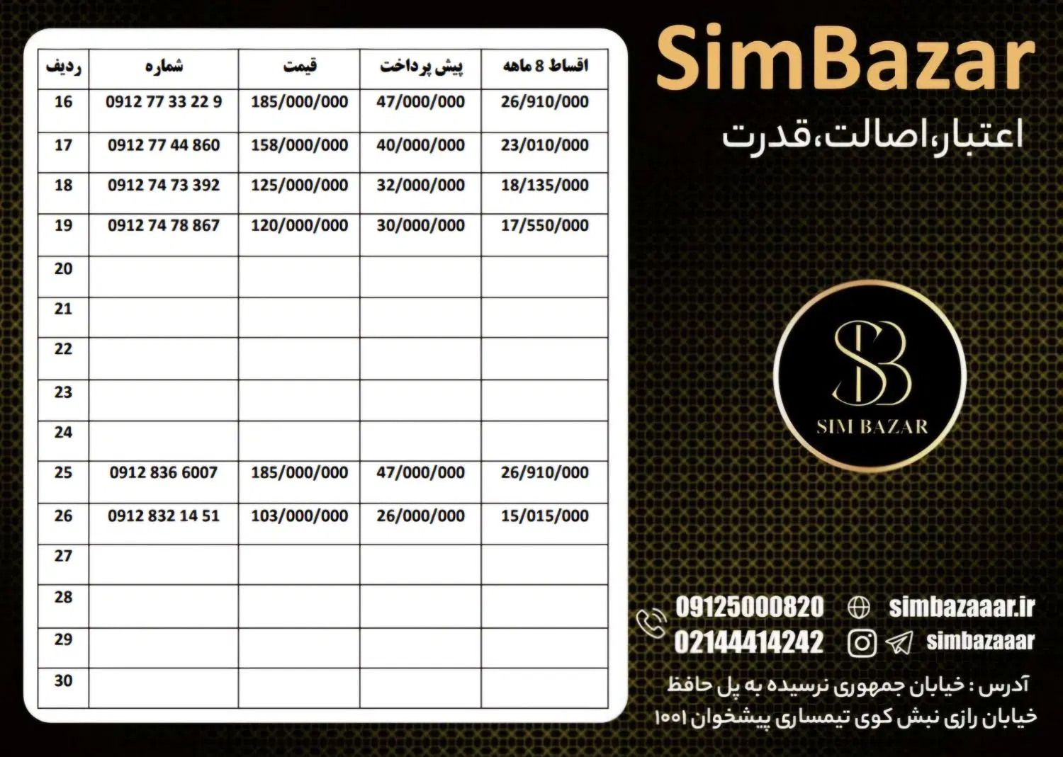 0912.917.07.24|سیم‌کارت|بندرعباس, |دیوار