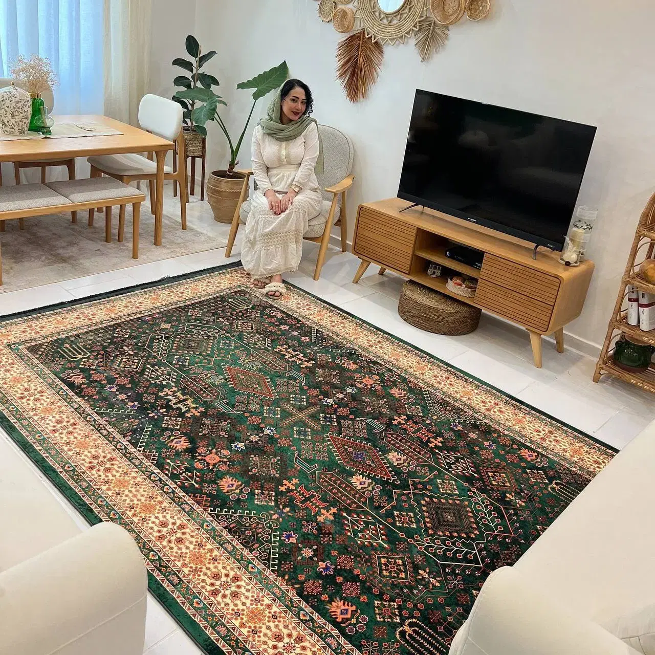 فرش ابریشمی طرح دستباف سلطان آباد سبز کد 1035|فرش|تهران, امین حضور|دیوار