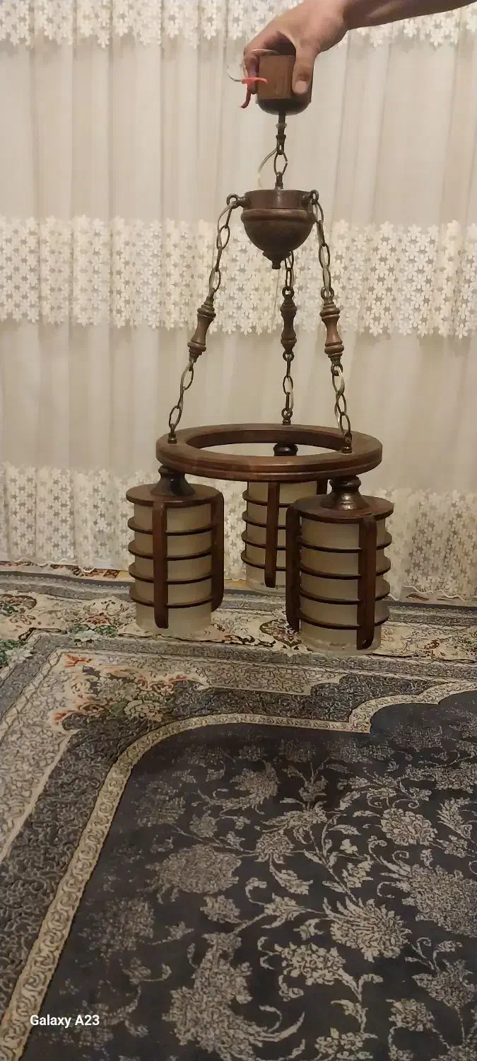 لوستر چوبی شیک|لوستر و چراغ آویز|تهران, شهرک فردوس (حسینی)|دیوار