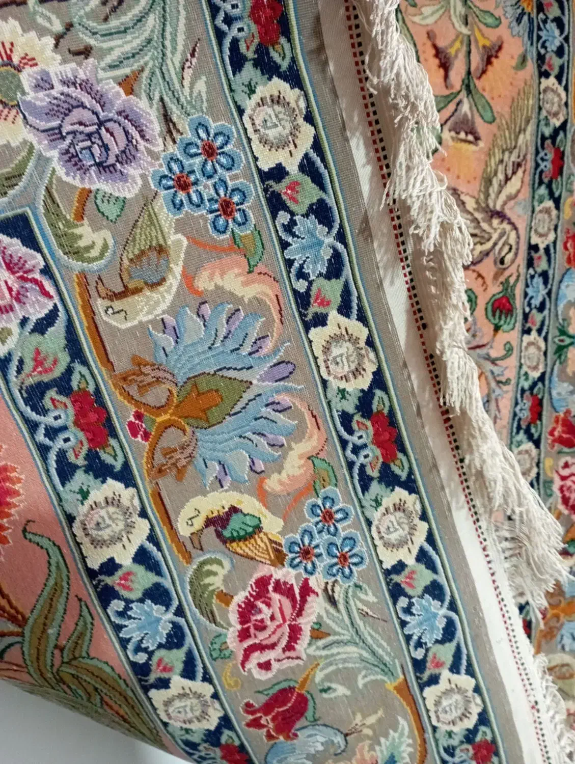 قالیچه چله و گل ابریشم|فرش|کرمانشاه, |دیوار