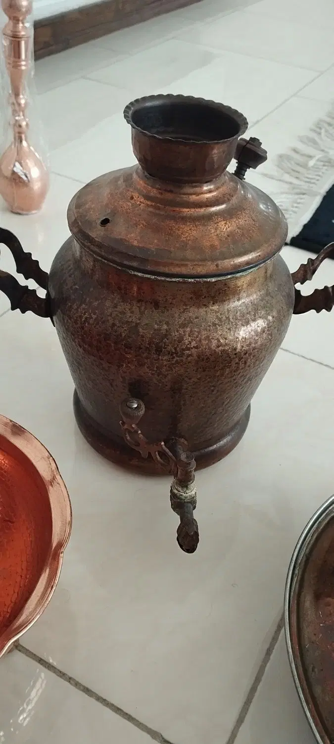 مس قدیمی|سماور، چای‌ساز، قهوه‌ساز|زنجان, |دیوار