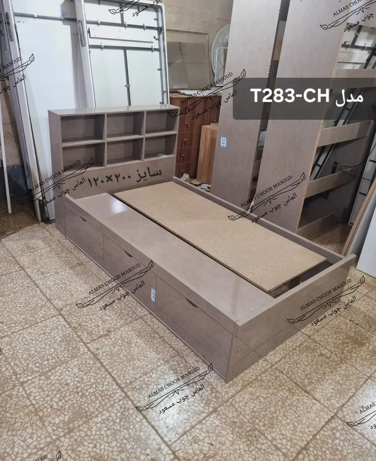تخت یک ونیم نفره الماس چوب (مدل T283-CH )|تخت و سرویس خواب|تهران, اوقاف|دیوار