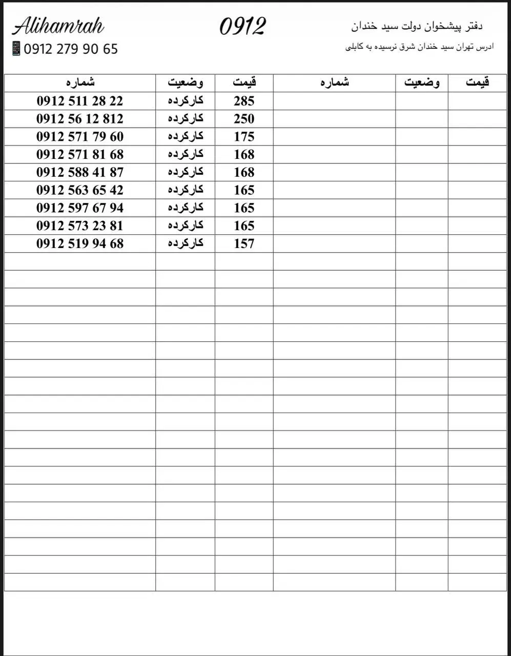 0912.501.95.64|سیم‌کارت|تهران, دبستان|دیوار