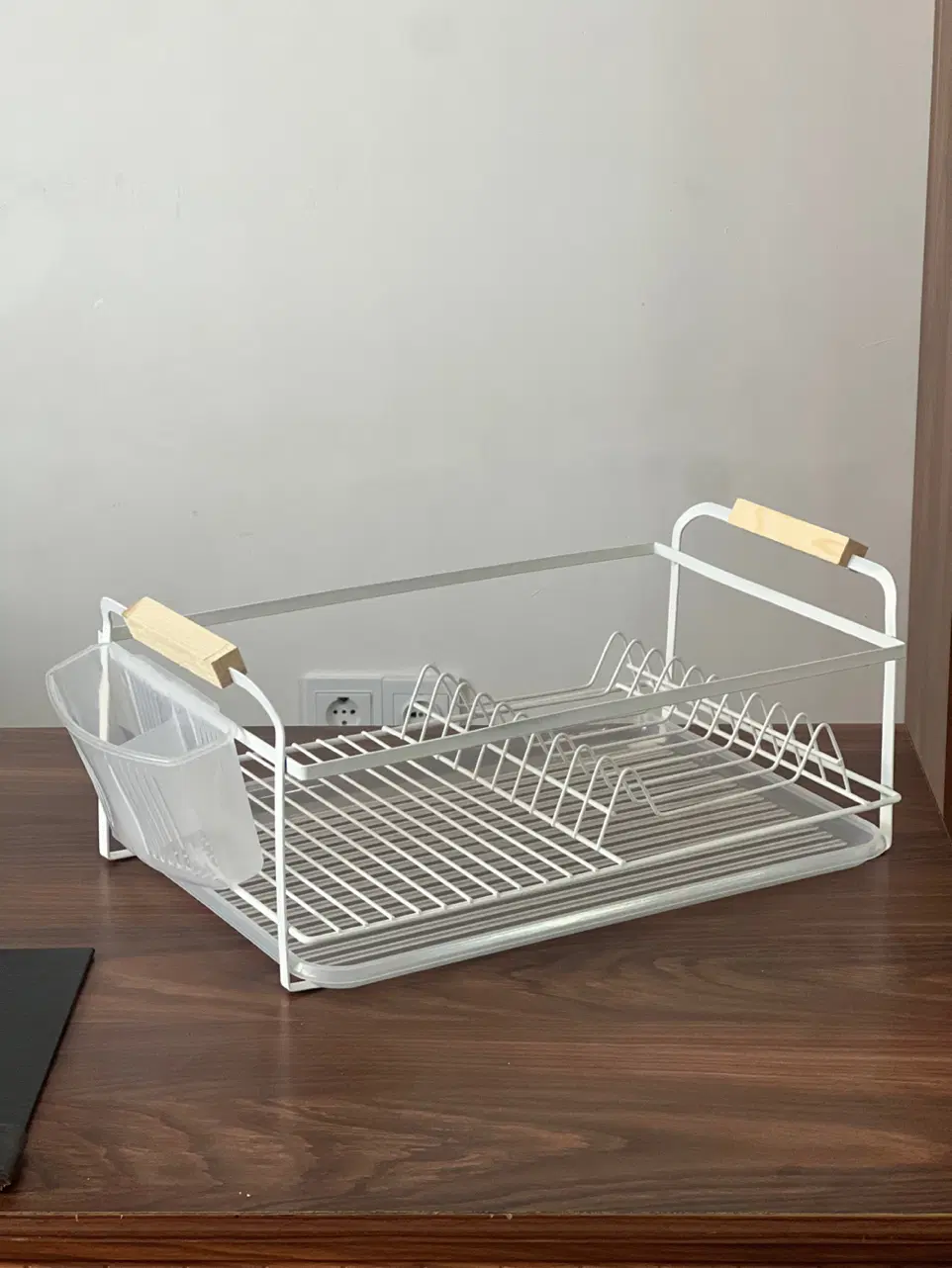 جا ظرفی یک طبقه سفید دسته چوبی آبچکان جاظرفی|آب‌چکان و نظم‌دهنده ظروف|تهران, شکوفه|دیوار