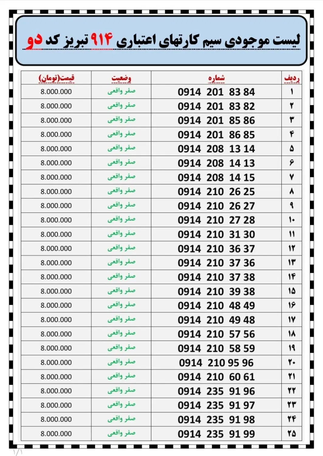 0914-210-26-27|سیم‌کارت|تبریز, |دیوار