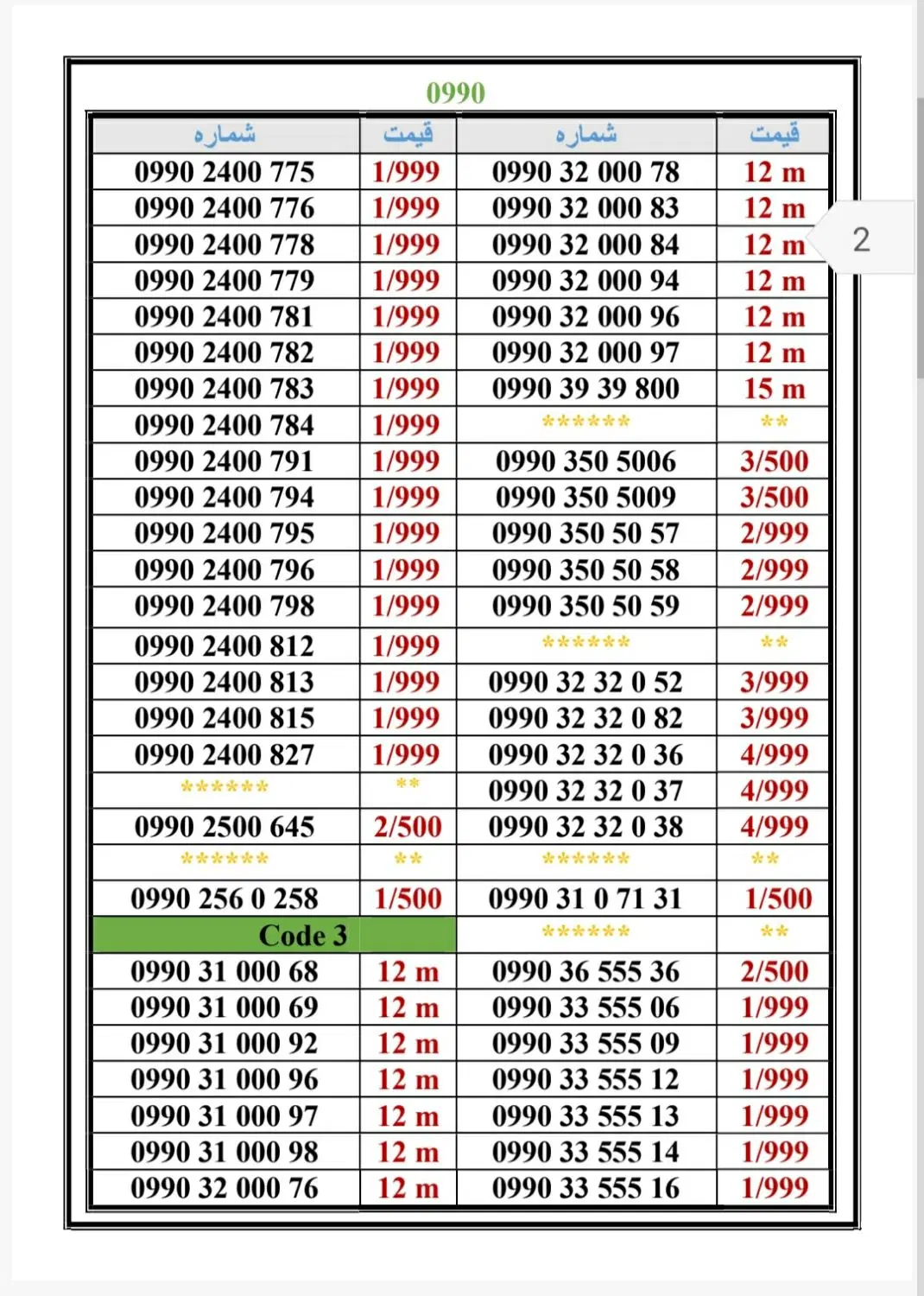 0990-39.39.800|سیمکارت|تهران, جمهوری|دیوار