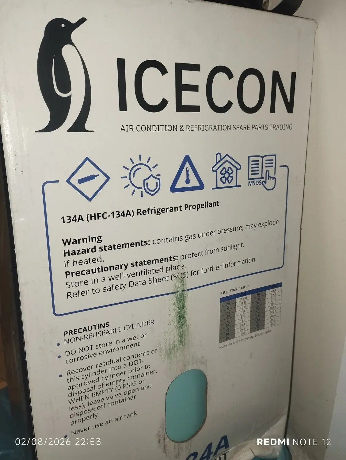 گاز t134icecon|کولر گازی و فنکوئل|کنارک, |دیوار