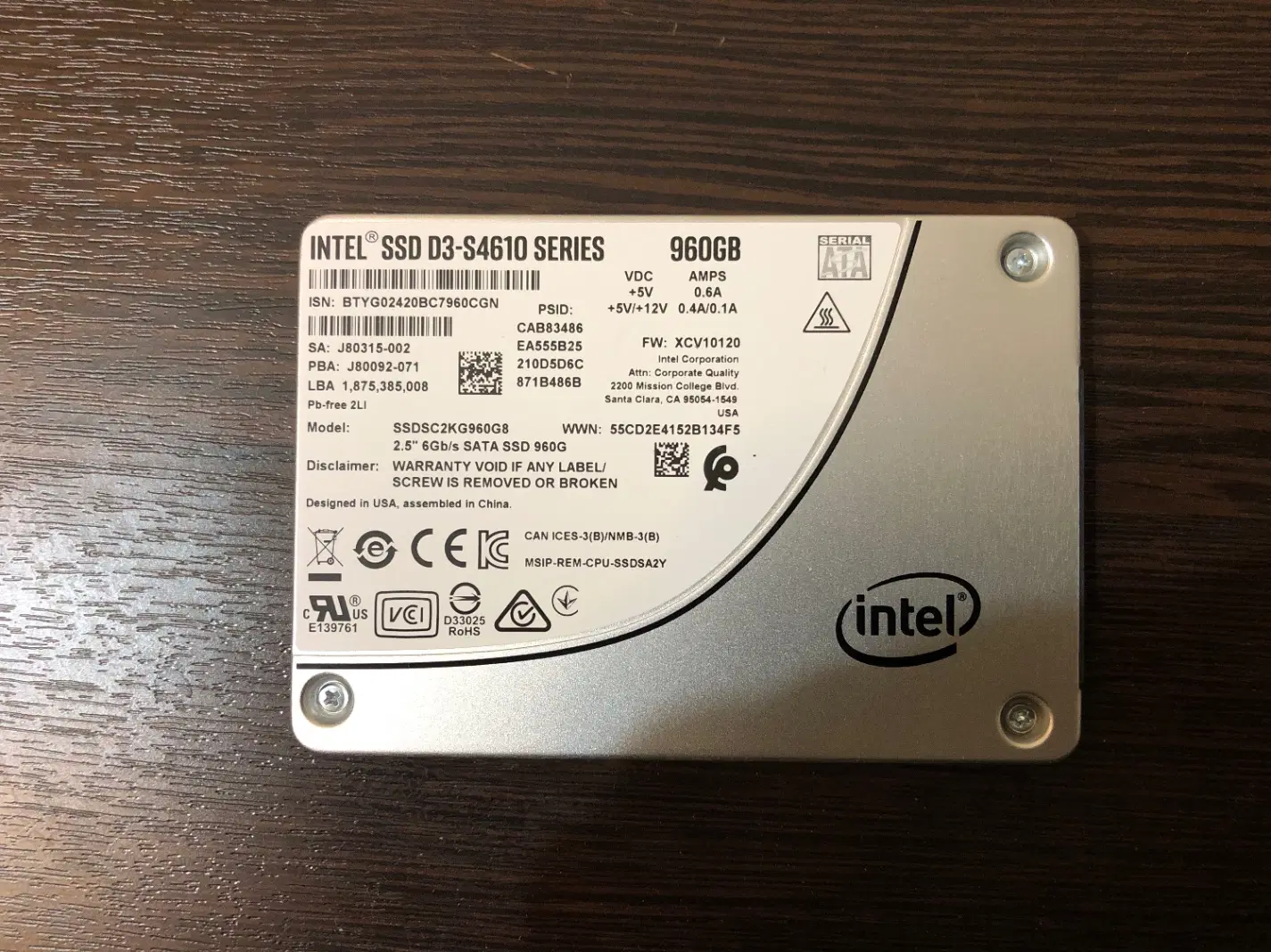 Intel SATA SSD S4610 960GB new|قطعات و لوازم جانبی رایانه|تهران, فلسطین (میدان انقلاب)|دیوار