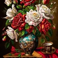 نخ و نقشه گل و گلدان