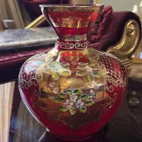 گلدان طلا کاری و مینا کاری دست سایز