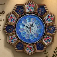 ساعت دیواری خاتم کاری صفحه مینا کاری خورشیدی بلبل