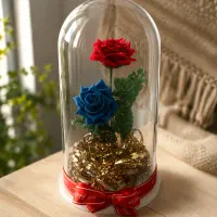 گل رز دکور شیشه‌ای لوکس