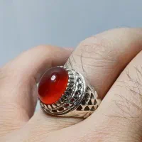 انگشتر نقره عقیق سرخ طبیعی