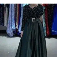 پیراهن مجلسی مشکی سایز۳۸تا ۴۰مخمل پولکی و ساتن
