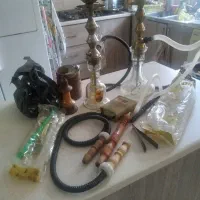 دو عدد قلیون برنجی سبک با لوازم اضافه