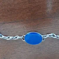 دستبند نقره با عقیق آبی