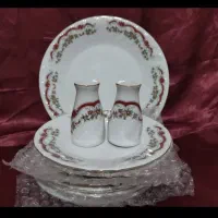میوه خوری یا شیرینی خوری نو با ۶ پیشدستی و ۲ نمکدا