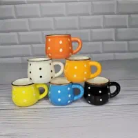 فنجان قهوه خوری رنگی خالدار طرح کوزه ای دست 6 عددی