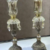 شمعدانی دو تایی جفت جنس شمعدان ها شیشه پایه فلزی