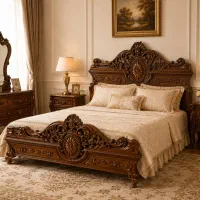 سرویس خواب دو نفره تخت خواب چوبی