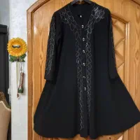 مانتو مجلسی نگین کوب جنس ریون کشی سایز بزرگ