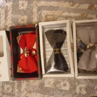کراوات پاپیونی مشکی قرمز طوسی